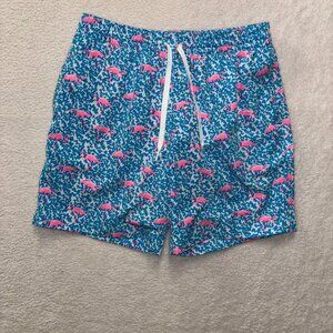 Chubbies Swim Shorts Mens Medium Blue Flamingo Bathing Suit 7" Inseam Pool Beach